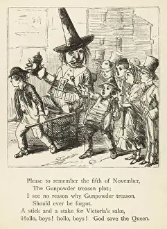 Print of the Fifth of November, a woodcut illustration