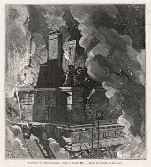 Framed Print : Fire at the Opera Comique Print 1887 Framed Print : Fire at the Opera Comique Print 1887