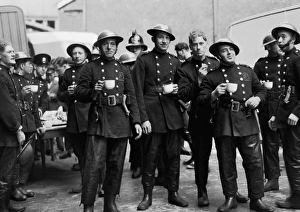 Firefighters on a tea break after fire St Katherines Dock Firefighters on a tea break after fire St Katherines Dock