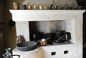 Detail of a fireplace, used for the preparation of the pharm Detail of a fireplace, used for the preparation of the pharm