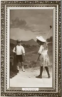 Young Golfer Prints: First Golf Lesson