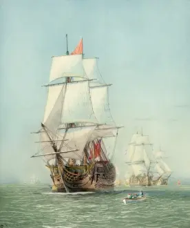 Warship Prints: The First Journey of Victory Print, 1778-1922