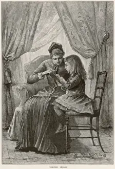 Young Girl Reading Prints: First Lesson