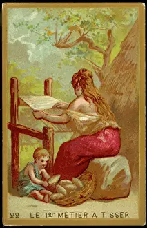 Prints of The First Weaving-Loom Industrial Revolution Prints: First Weaving-Loom Print