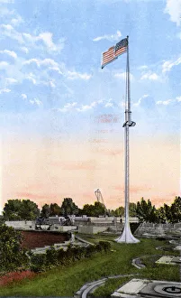 Flagstaff and salute guns, Fort Monroe, Virginia, USA Flagstaff and salute guns, Fort Monroe, Virginia, USA