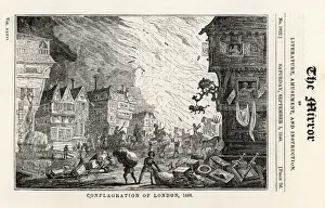 Great Fire Of London 1666 Prints: Flames Panic 1666