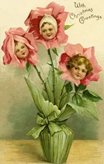 Children's Faces in Flowers Print, 1903