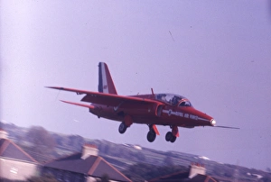 Folland Gnat RAF Red Arrows aircraft landing St Athan 1979 Folland Gnat RAF Red Arrows aircraft landing St Athan 1979