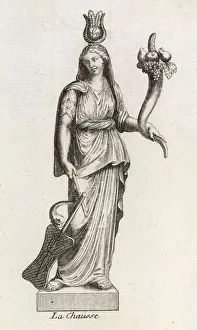 Fortuna Roman Goddess Print with Cornucopia