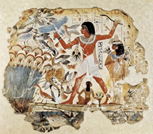 Fowling in the marshes. ca. 1400 BC. 18th Dynasty Fowling in the marshes. ca. 1400 BC. 18th Dynasty