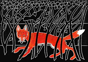 Fox and Blackbird Print by Mary Evans Prints Online