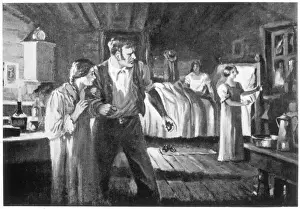 Print of the Fox Sisters Investigating Mysterious Rappings at Hydesville