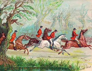 Foxhunting scene on a greetings card Foxhunting scene on a greetings card