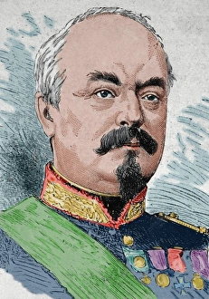 Francois Achille Bazaine (1811-1888). Colored engraving Francois Achille Bazaine (1811-1888). Colored engraving