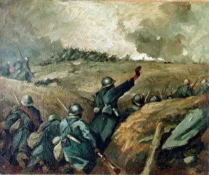 French Attack on German Positions Print: A l'Attaque