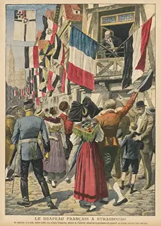 Prints of An old soldier in German- occupied Strasbourg is permitted to display the French flag British Museum Prints: French Flag Print 1908 Strasbourg Scene