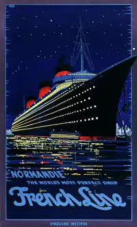 Cruise Ship Prints: French Line SS Normandie Ocean Liner Print