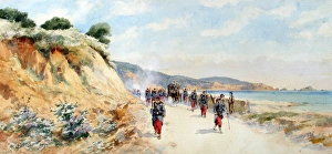 French Line Regiment patrolling a Mediterranean road French Line Regiment patrolling a Mediterranean road