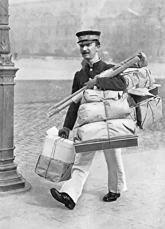 French parcel delivery man at Christmas, 1913 French parcel delivery man at Christmas, 1913