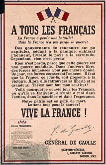 French poster from General de Gaulle, WW2 French poster from General de Gaulle, WW2