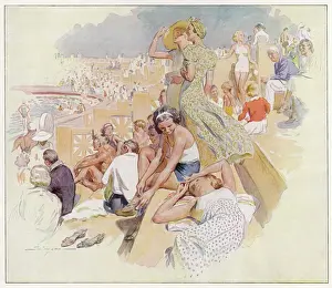 French Riviera Print: Sunbathers by the Swimming Pool