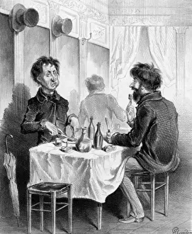 French Cuisine History Prints: Two Frenchman at Table