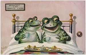 Frogs on Breakfast in Bed Print