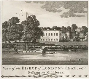 Prints of View of the Bishop of Londons Seat at Fulham in Middlesex Middlesex Prints: Fulham Palace View Print, Middlesex 18th Century