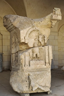 Funerary altar, calcerows. Caesarea. Roman period, late 1st Funerary altar, calcerows. Caesarea. Roman period, late 1st