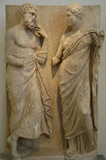 Funerary stele of Hieron and Lysippe. Greece. IV century B.C Funerary stele of Hieron and Lysippe. Greece. IV century B.C