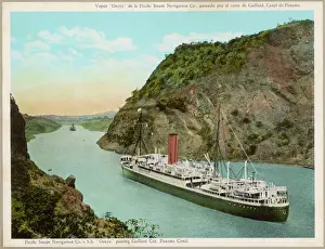 Prints of The S.S. Oroya of the Pacific Steam Navigation Company passes through the Gaillard Cut Related Image Prints: Gaillard Cut Print: S.S. Oroya of Pacific Steam Navigation Company