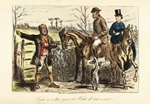 A game keeper giving directions to a couple fox hunting A game keeper giving directions to a couple fox hunting