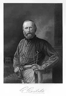 Prints of GIUSEPPE GARIBALDI Italian soldier and statesman with his autograph Date: 1807 - 1882 Garibaldi Prints: GARIBALDI GIUSEPPE Print - Italian Soldier and Statesman
