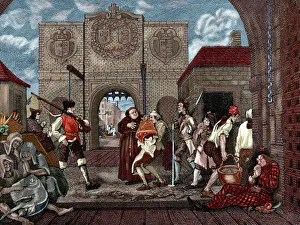 The Gate of Calais. Etching by William Hogarth (1697-1764) The Gate of Calais. Etching by William Hogarth (1697-1764)