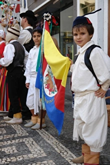 Gaula boys with flag, Funchal, Madeira Gaula boys with flag, Funchal, Madeira