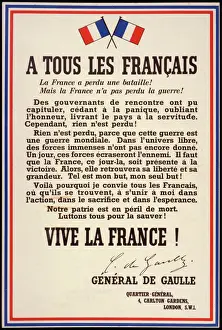 World War 2 History Prints: De Gaulle Declaration 2