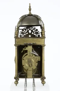 Geffrye Museum Prints: Reverse Brass and Metal Lantern Clock Print, c.1660-1670