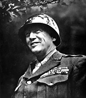 Prints of Photographic portrait of Lieutenant-General George S. Patton (1885-1945), the American military commander, pictured in early 1945 Generals And Leader Prints: 1945 Photographic Portrait Print of General George S. Patton