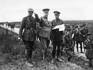 Prints of General Sir Arthur William Currie (1875-1933), Canadian general, directing a practice attack near the Canadian Front, Topart Mill, during the First World War. Date: June 1917 Generals And Leader Prints: General Sir Arthur Currie Directs a Practice Attack Print, June 1917