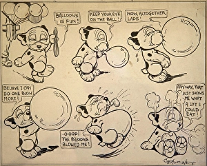 George Ernest Studdy -- Bonzo blowing up balloons George Ernest Studdy -- Bonzo blowing up balloons