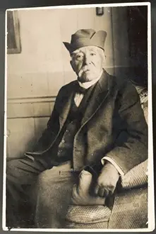 Prints of GEORGES CLEMENCEAU Frances Premier during World War One, known as the Tiger. Photographed a home, when he was gravely ill, only two days before his death Generals And Leader Prints: Print of Georges Clemenceau, the Tiger, in his home