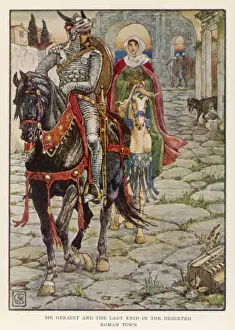 Geraint and Enid Print, Deserted Roman Town Scene