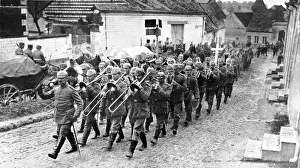 A German band on the march during the war A German band on the march during the war