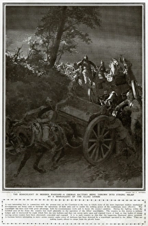 German battery under a searchlight, 1914 German battery under a searchlight, 1914