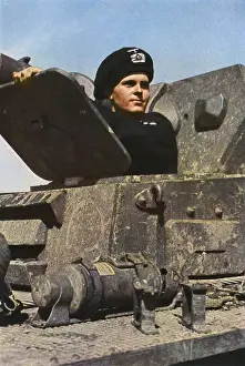 Prints of The commander of a German tank serving with the Panzertruppe Date: 1941 Historical Event Prints: German Tank Commander Print, 1941