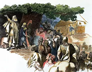 Prints of Bard. Among the ancient Celts, a poet who composed panegyrics and songs of war, but then went on to describe the heroic or lyric poet of any age or country. Germanic bards. Colored engraving Cultural Festivals And Tradition Prints: Germanic Bards Print: Ancient Poetic Tradition