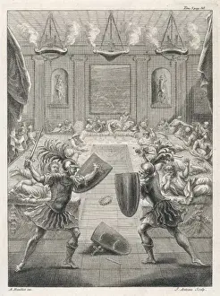 Ancient Roman Entertainment Prints: Gladiators after Dinner
