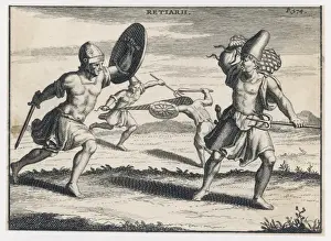 Gladiators Print: Swordsmen vs Net Thrower