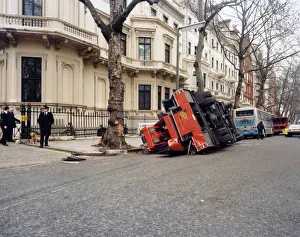GLC-LFB Turntable ladder overturned on roadway GLC-LFB Turntable ladder overturned on roadway