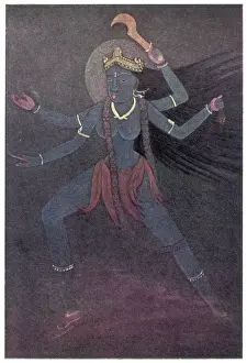 Goddess Kali Print - Female Figure with Necklace of Human Skulls